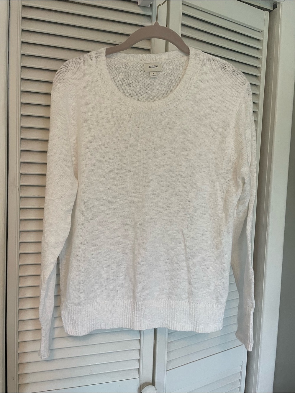 J. Crew White Crewneck Lightweight Knit Sweater